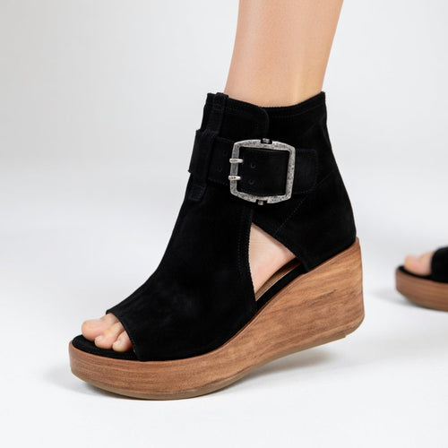 Botines de cuña con puntera abierta
